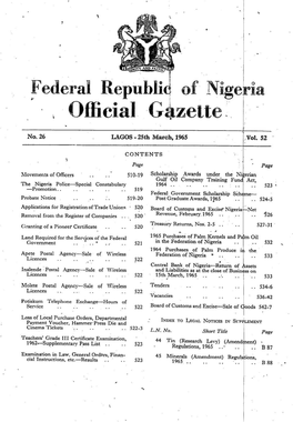 Federal Republic of Nigeria Official Gazette. A