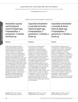 Antioxidant Capacity and Total Phenol Content of Hyptisspp., P