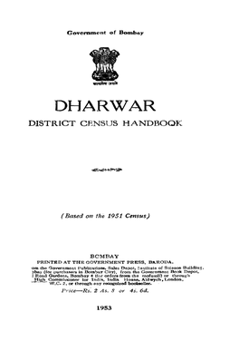 District Census Handbook, Dharwar