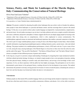 Science, Poetry, and Music for Landscapes of the Marche