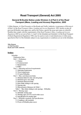 General B-Double Notice Under Division 4 of Part 2 of the Road Transport (Mass, Loading and Access) Regulation, 2005