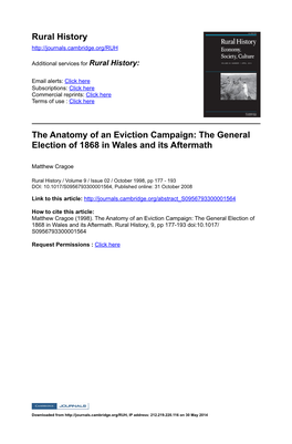 The Anatomy of an Eviction Campaign: the General Election of 1868 in Wales and Its Aftermath
