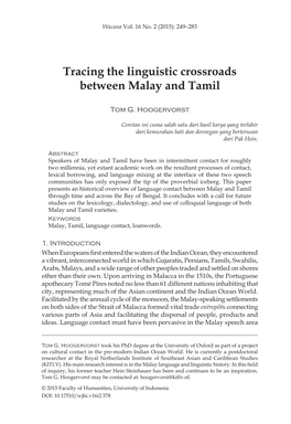 Tracing the Linguistic Crossroads Between Malay and Tamil