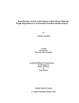 Beta-Glucanase Activity and Its Impact on Beta-Glucan Molecular Weight Degradation in Cereal Products Fortified with Beta-Glucan