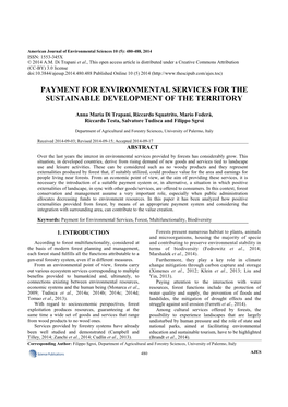 Payment for Environmental Services for the Sustainable Development of the Territory