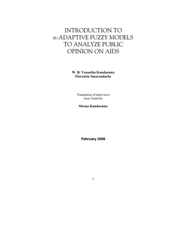 INTRODUCTION to N-ADAPTIVE FUZZY MODELS to ANALYZE PUBLIC OPINION on AIDS
