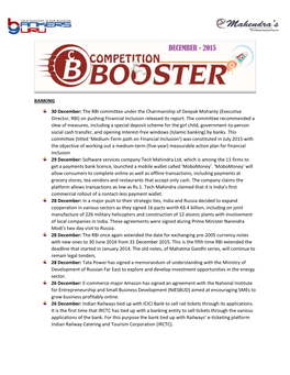 BANKING 30 December: the RBI Committee Under the Chairmanship