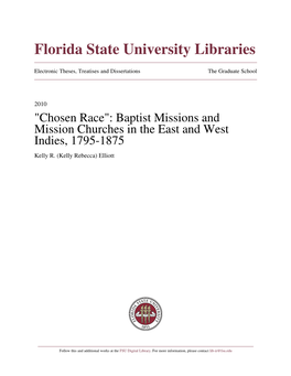 “Chosen Race:” Baptist Missions and Mission Churches In