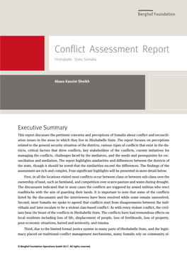 Conflict Assessment Report Hirshabelle State, Somalia