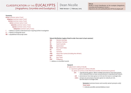 Dean Nicolle Nicolle D (2015) Classification of the Eucalyptsa ( Ngophora, Eucalypts Corymbia and Eucalyptus) Version 1