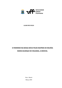 O Feminino Na Bossa Nova Pelos Rastros De Heloísa Maria Buarque De Holanda, a Miúcha