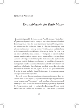 En Snublestein for Ruth Maier