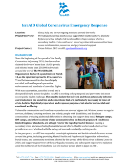 Israaid Global Coronavirus Emergency Response