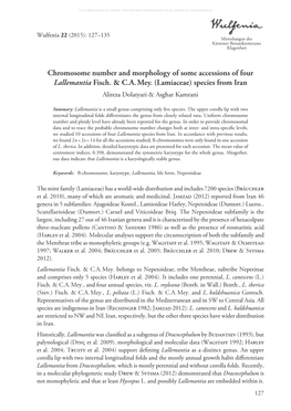 Chromosome Number and Morphology of Some Accessions of Four Lallemantia Fisch