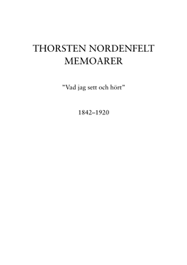 Thorsten Nordenfelt Memoarer