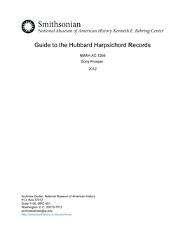 Guide to the Hubbard Harpsichord Records
