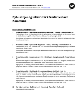 Bybuslinjer Og Lokalruter I Frederikshavn Kommune