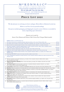 Price List 2021.Qxp Layout 1 10/11/2020 07:26 Page 1