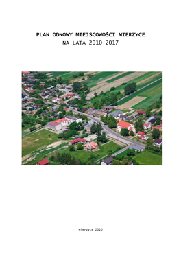 Plan Odnowy Miejscowości Mierzyce Na Lata 2010-2017