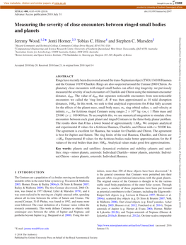 Measuring the Severity of Close Encounters Between Ringed