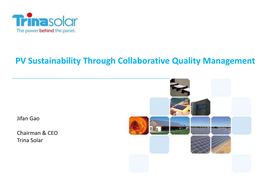 PV Sustainability Through Collaborative Quality Management