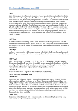 Development of Richmond from 1835