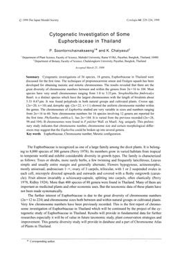 Cytogenetic Investigation of Some Euphorbiaceae in Thailand