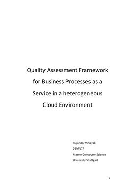 Quality Assessment Framework for Business Processes As a Service in a Heterogeneous Cloud Environment