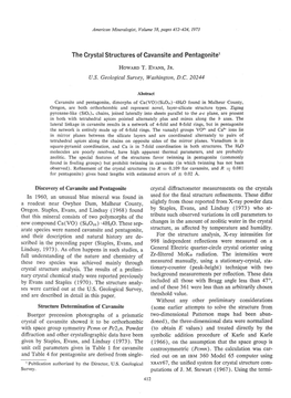 The Crystal Structures of Cavansite and Pentagonite'