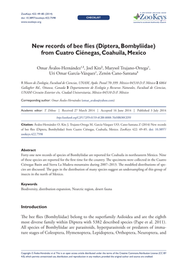 New Records of Bee Flies (Diptera, Bombyliidae) from Cuatro Ciénegas, Coahuila, Mexico