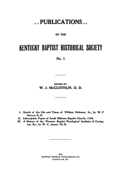 Kentugky Baptist Historigal Sogiety