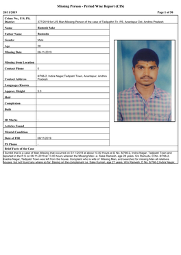 Missing Person - Period Wise Report (CIS) 20/11/2019 Page 1 of 50