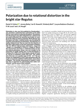 Polarization Due to Rotational Distortion in the Bright Star Regulus