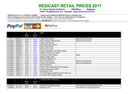 01 2017 Retail Price List