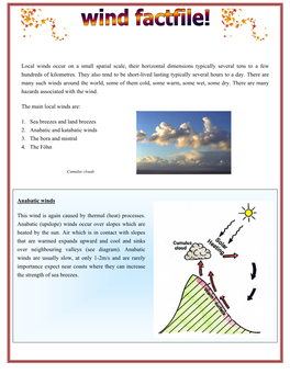 Local Winds Occur on a Small Spatial Scale, Their Horizontal Dimensions Typically Several Tens to a Few Hundreds of Kilometres