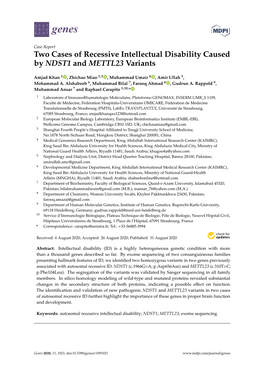 Two Cases of Recessive Intellectual Disability Caused by NDST1 and METTL23 Variants
