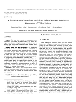 A Treatise on the Cross-Cultural Analysis of Indian Consumers' Conspicuous Consumption of Veblen Products