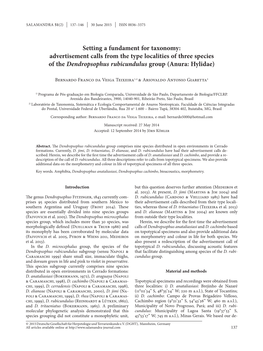 Advertisement Calls from the Type Localities of Three Species of the Dendropsophus Rubicundulus Group (Anura: Hylidae)