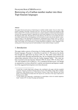 Borrowing of a Cariban Number Marker Into Three Tupi-Guarani Languages