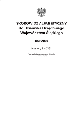 SKOROWIDZ ALFABETYCZNY Do Dziennika Urzędowego Województwa Śląskiego