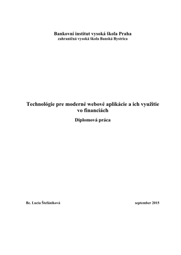 Technológie Pre Moderné Webové Aplikácie a Ich Využitie Vo Financiách Diplomová Práca