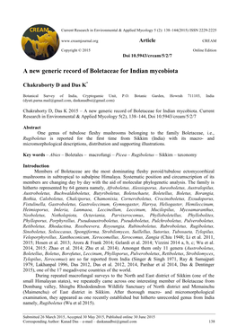 A New Generic Record of Boletaceae for Indian Mycobiota