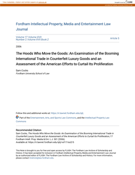 An Examination of the Booming International Trade in Counterfeit Luxury Goods and an Assessment of the American Efforts to Curtail Its Proliferation