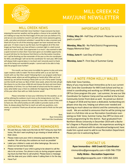 Mill Creek Kz May/June Newsletter