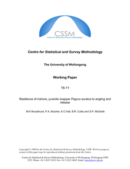 Centre for Statistical and Survey Methodology Working Paper 16-11