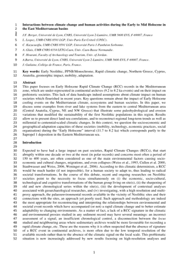 1 Interactions Between Climate Change and Human Activities During the Early to Mid Holocene in 2 the East Mediterranean Basins 3 4 J.F