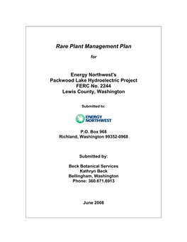 Rare Plant Management Plan