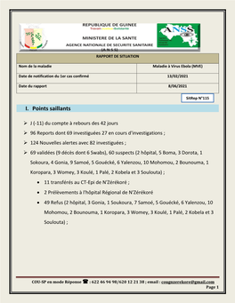 Sitrep Ndeg 115 Epidemie De