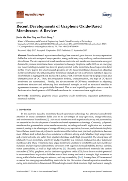 Recent Developments of Graphene Oxide-Based Membranes: a Review