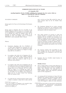 No 791/2010 of 6 September 2010 Amending Regulation